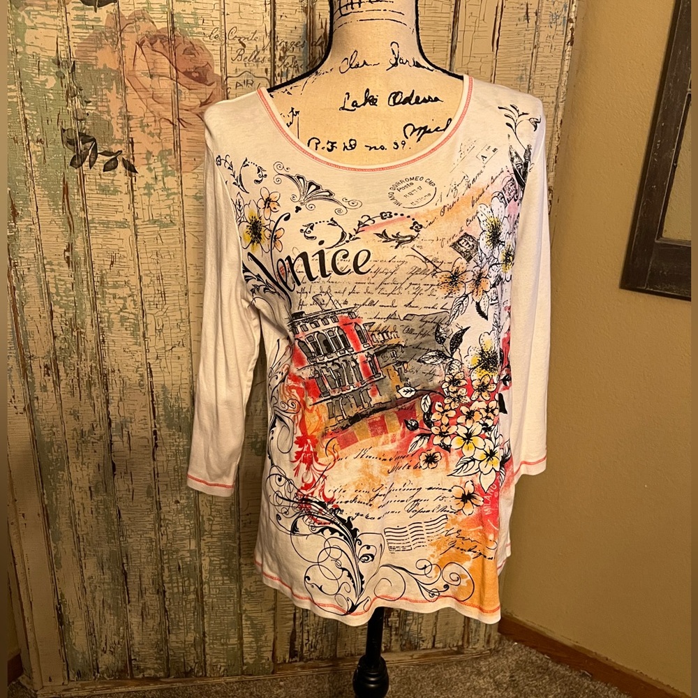 Christopher & Banks 3/4 Sleeve Tee Size Small